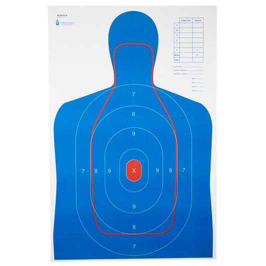 Action Target B-27E And FBI Q Combination Target Blue/Red 23" x 35"  100 Per Box