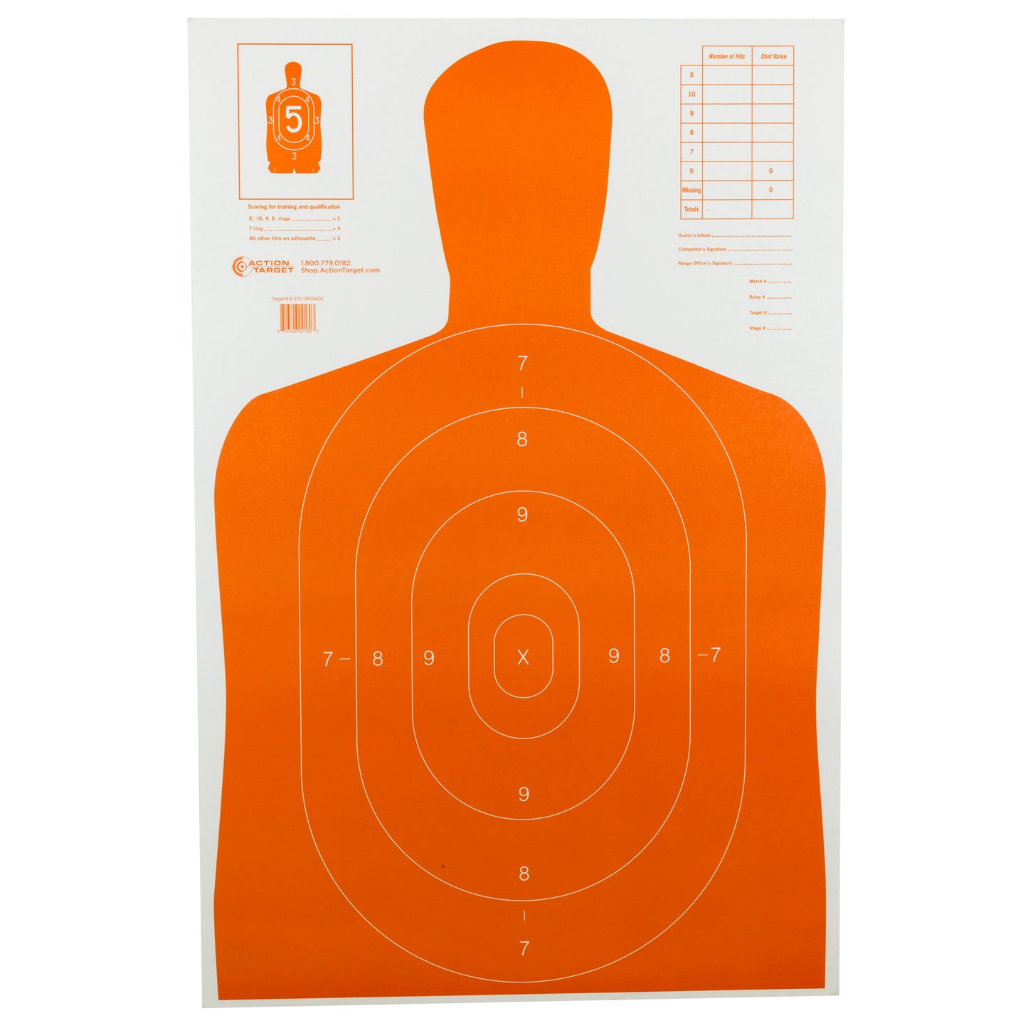 Action Target B-27E Economy Target Orange Silhouette 7, 23" x 35" 100 Per Box