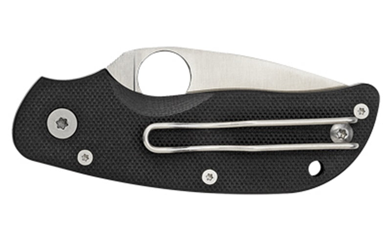 Spyderco Cat Folding Knife 2.44" Plain Edge Blade CTS BD1N Steel w/ Black G-10 Handle Circle Thumb Hole/Pocket Clip C129GP