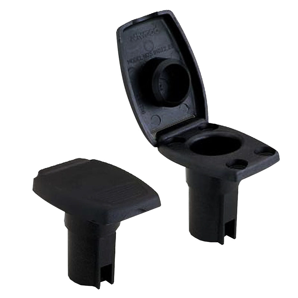 Attwood Oval 2-Pin Base for Angled Pole - Black (91022-7)