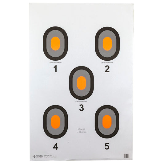 Action Target Bulls-Eye 5 Bullseye Target w/ Orange Center 100 Pack   530-OC-100