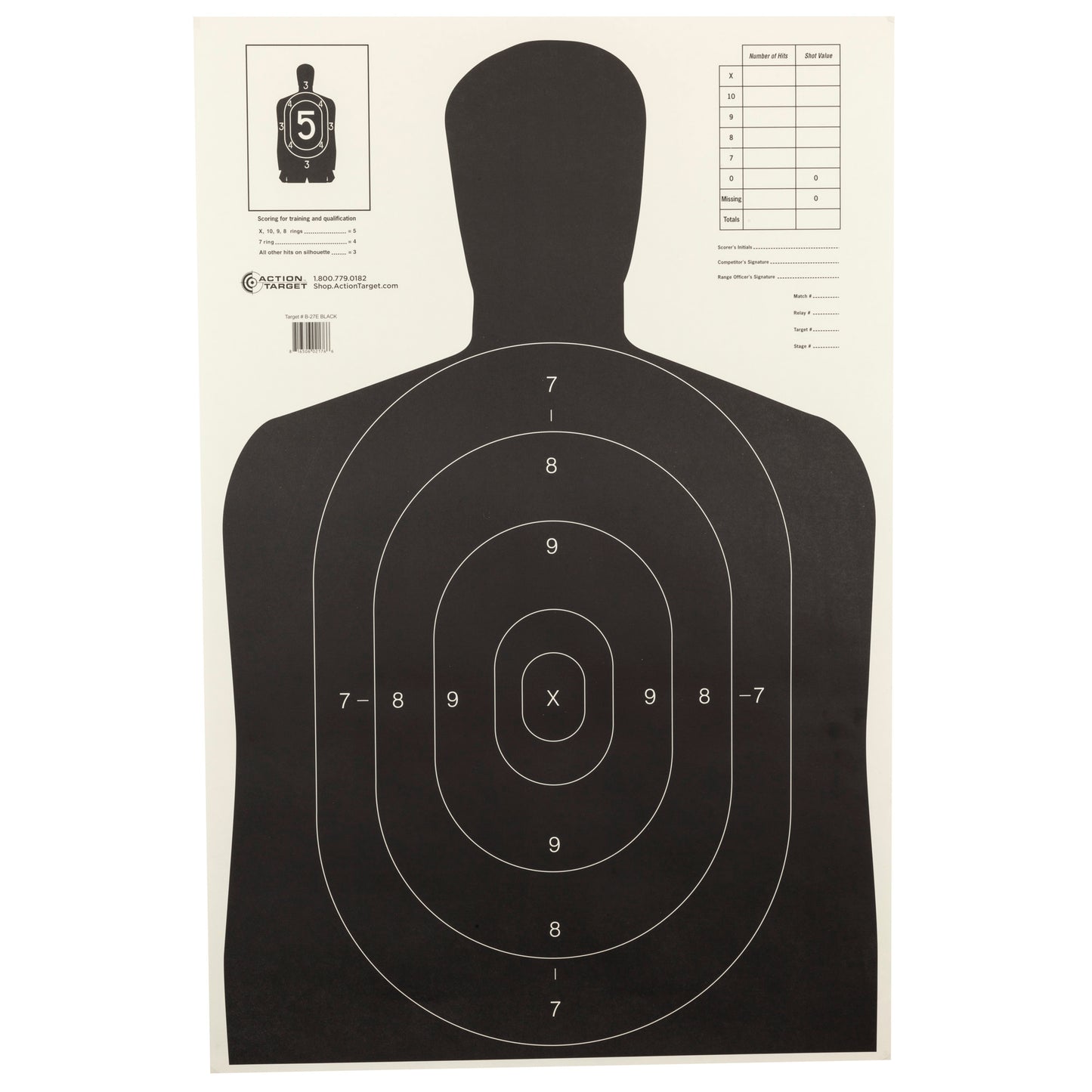 Action Target B-27E Economy Target Black Silhouette 23" x 35" 100 Per Box