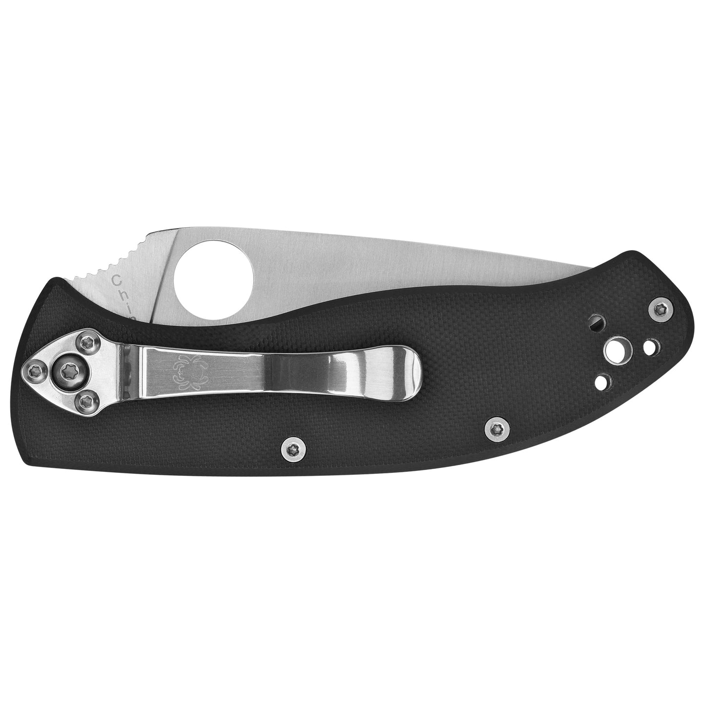Spyderco, Tenacious, Folding Knife, 8Cr13MoV/Satin, Combo, Circle Thumb Hole/Pocket Clip, 3.39" Black G10 Handle C122GPS
