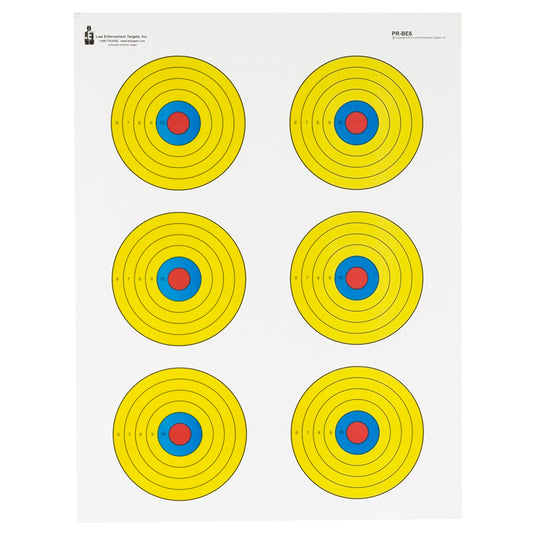 Action Target High Visibility Fluorescent 6 Bull's-Eye Target 17.5"x23" 100 Pack