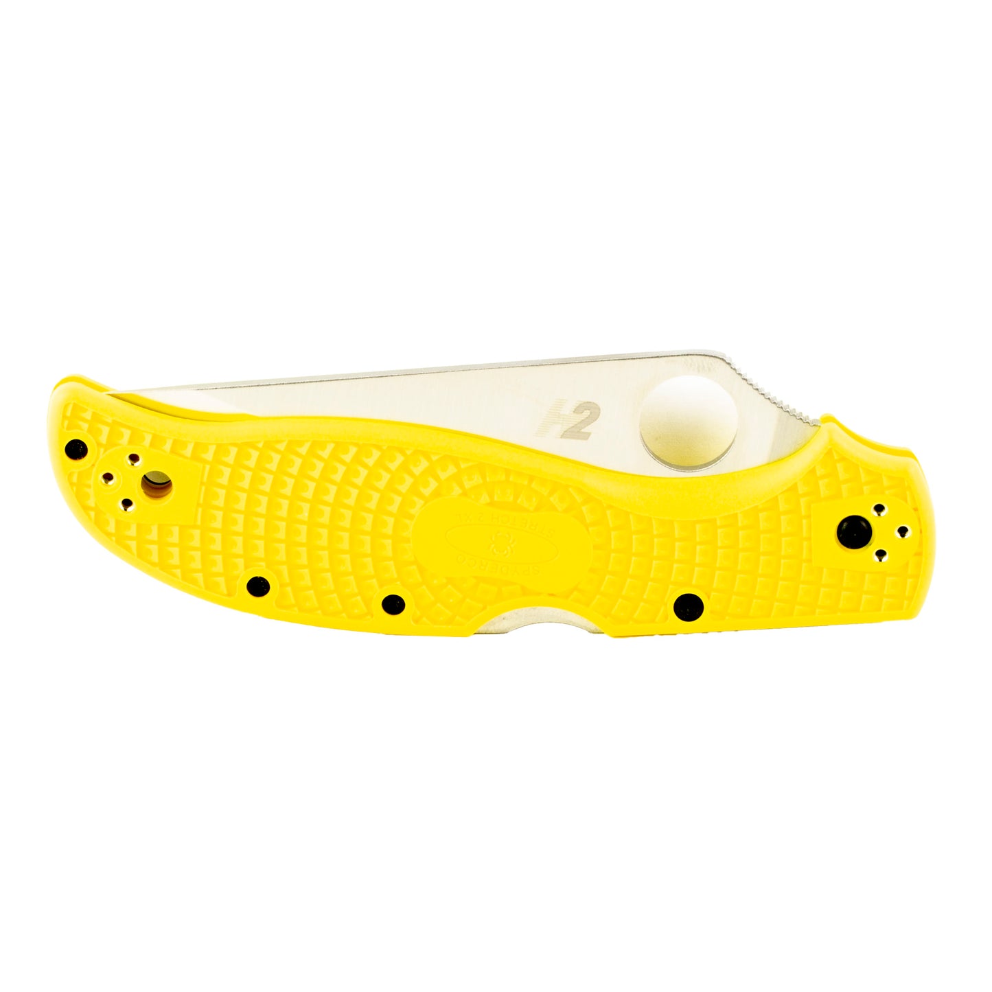 Spyderco, Stretch 2 Lightweight Salt, Folding Knife, SpyderEdge Serations, Yellow FRN Handle, Satin Finish, Silver, 3.95" Blade Length, H-2 Steel C258SYL