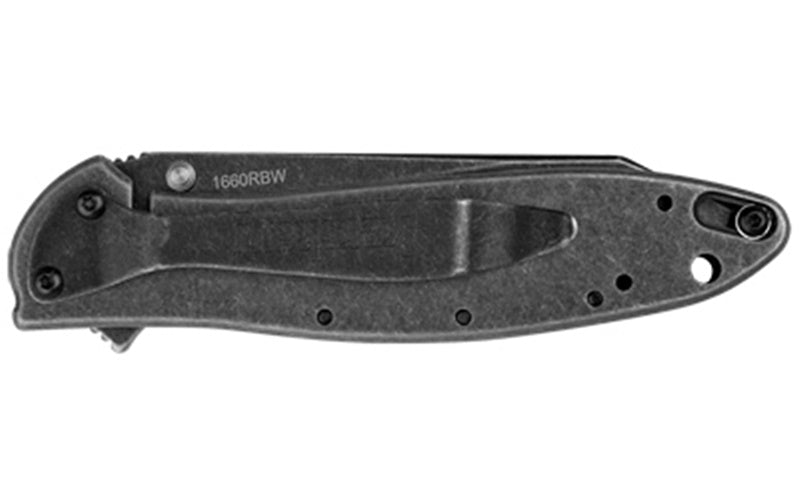 Kershaw RANDOM LEEK-BLACKWASH Folding Knife Plain Edge Tanto 3" Blade 1660RBW