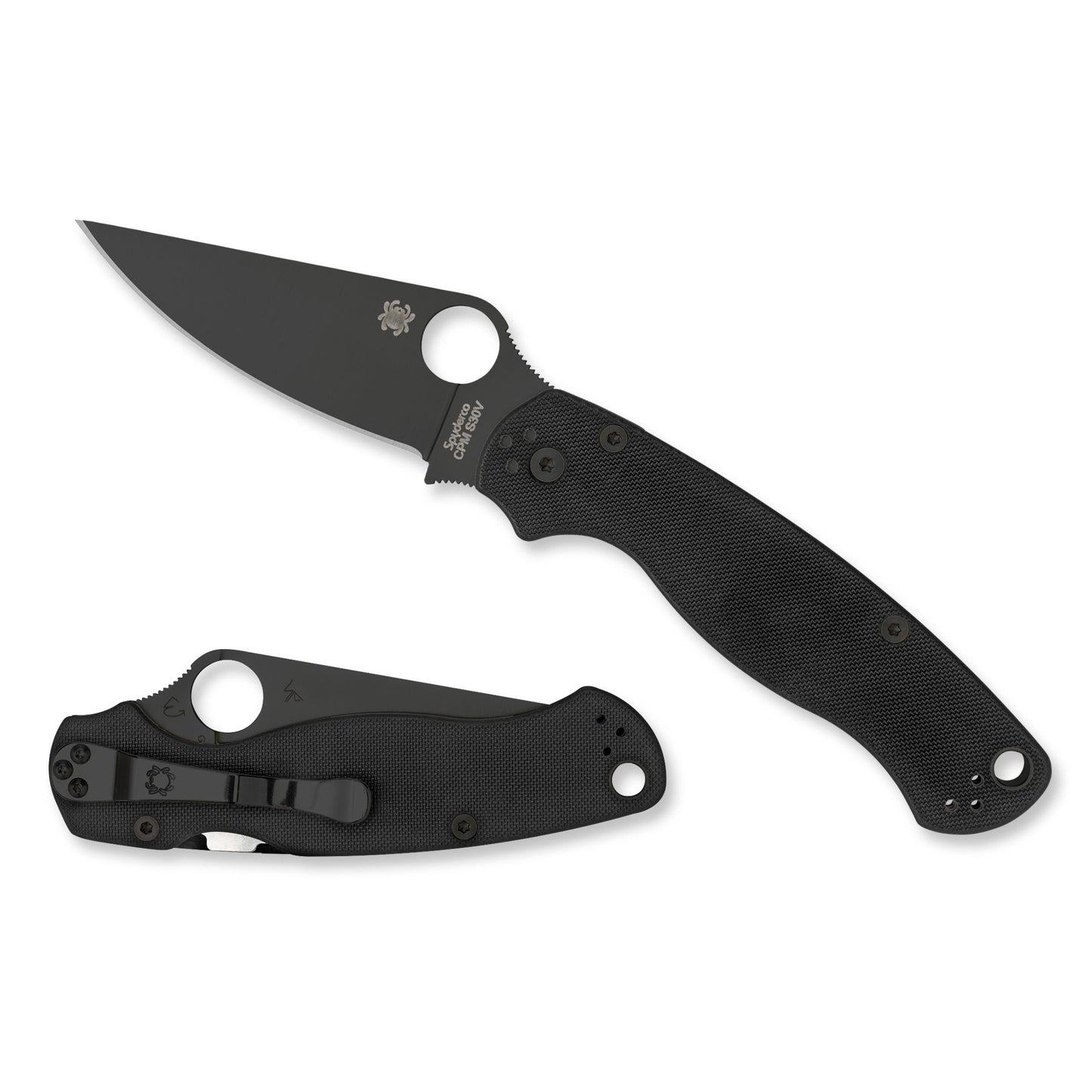 Spyderco Para Military 2, 3.42" Folding Knife, CPM-S45VN With black DLC Blade, Black G10 Handle, Plain Edge C81GPBK2