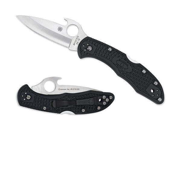 Spyderco Delica 4 Wave Folder Knife 2.906" Blade Plain Edge Black FRN Handle C11PGYW