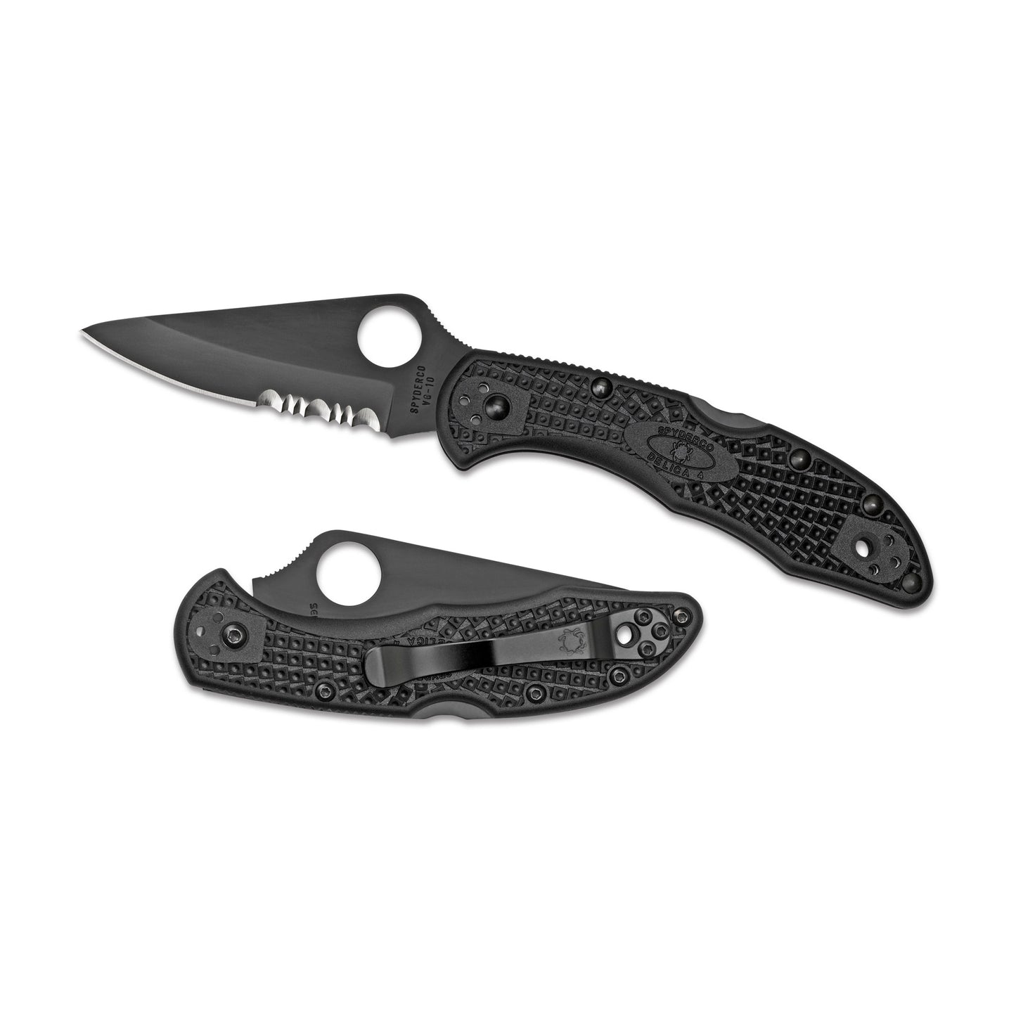 Spyderco Delica4, 2.875" Folding Knife, Combo Edge, VG10/Black, Kraton Handle C11PSBBK