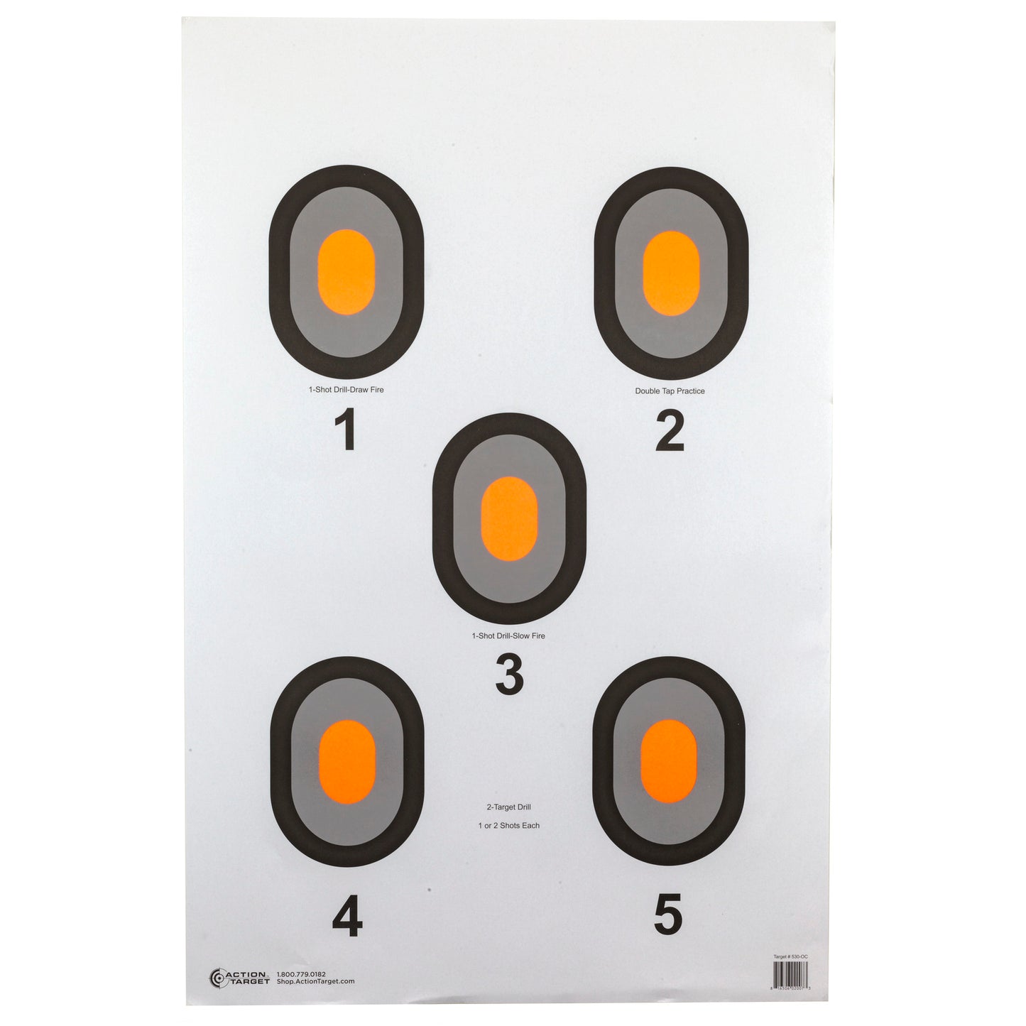 Action Target Bulls-Eye 5 Bullseye Target w/ Orange Center 100 Pack 530-OC-100
