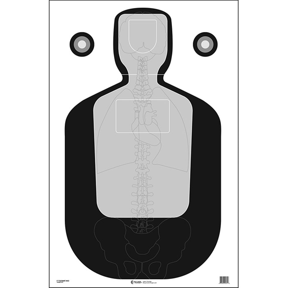 Action Target TQ-19 Photo Target With Vital Anatomy 23" x 35" Paper 100 Per Box F-TQ19ANT-AV2-100
