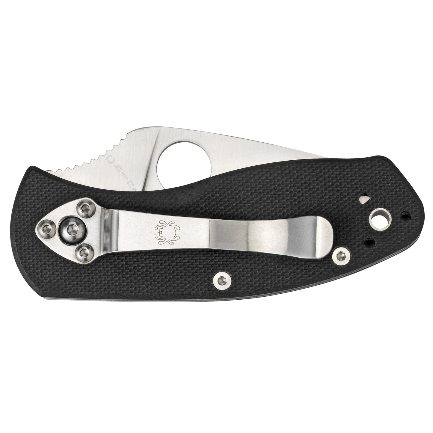 Spyderco Ambitious 2.25" Folding Knife Drop Point Plain Edge, 8Cr13MoV/Satin Black G10 Handle Circle Thumb Hole/Pocket Clip C148GP