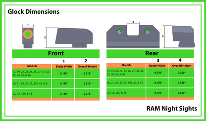 XS R3D Night Sights Green Front Dot Fits Glock 20,21,29,30,30S,37,41 GL-R013P-6G
