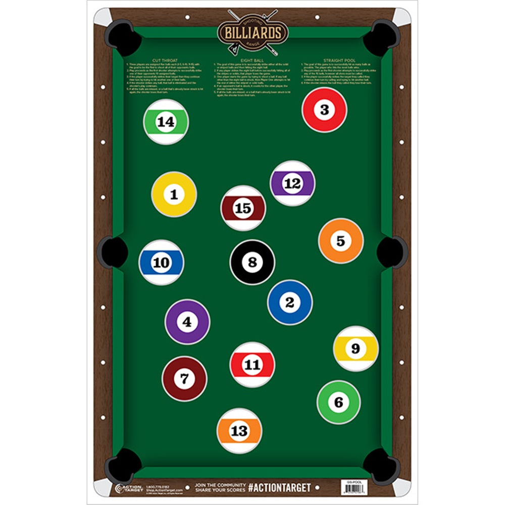 Action Target Billiards Target Multi Color Paper 23" x 35" 100 Pack GS-POOL-100