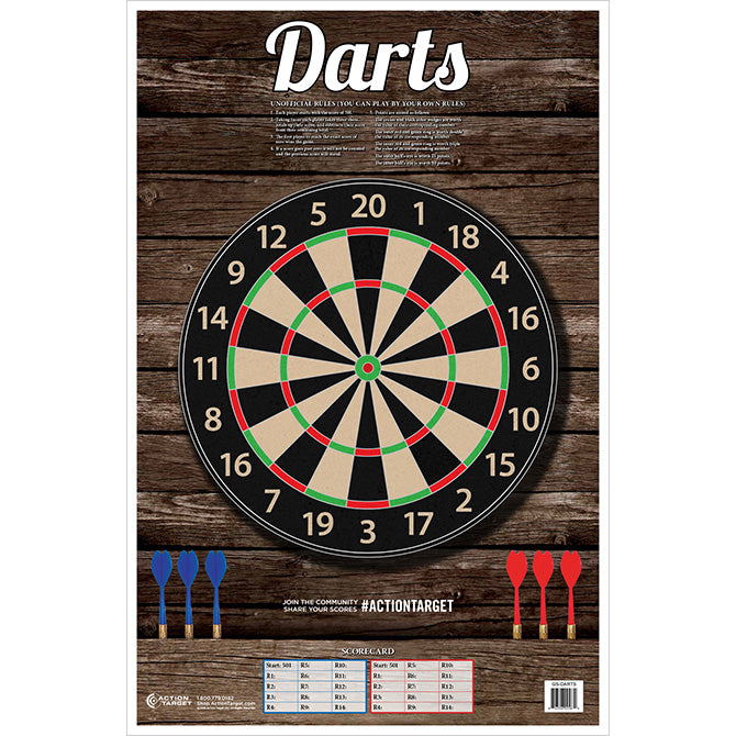 Action Target Darts Target Multi Color Paper 23" x 35" 100 Per Box GS-DARTS-100