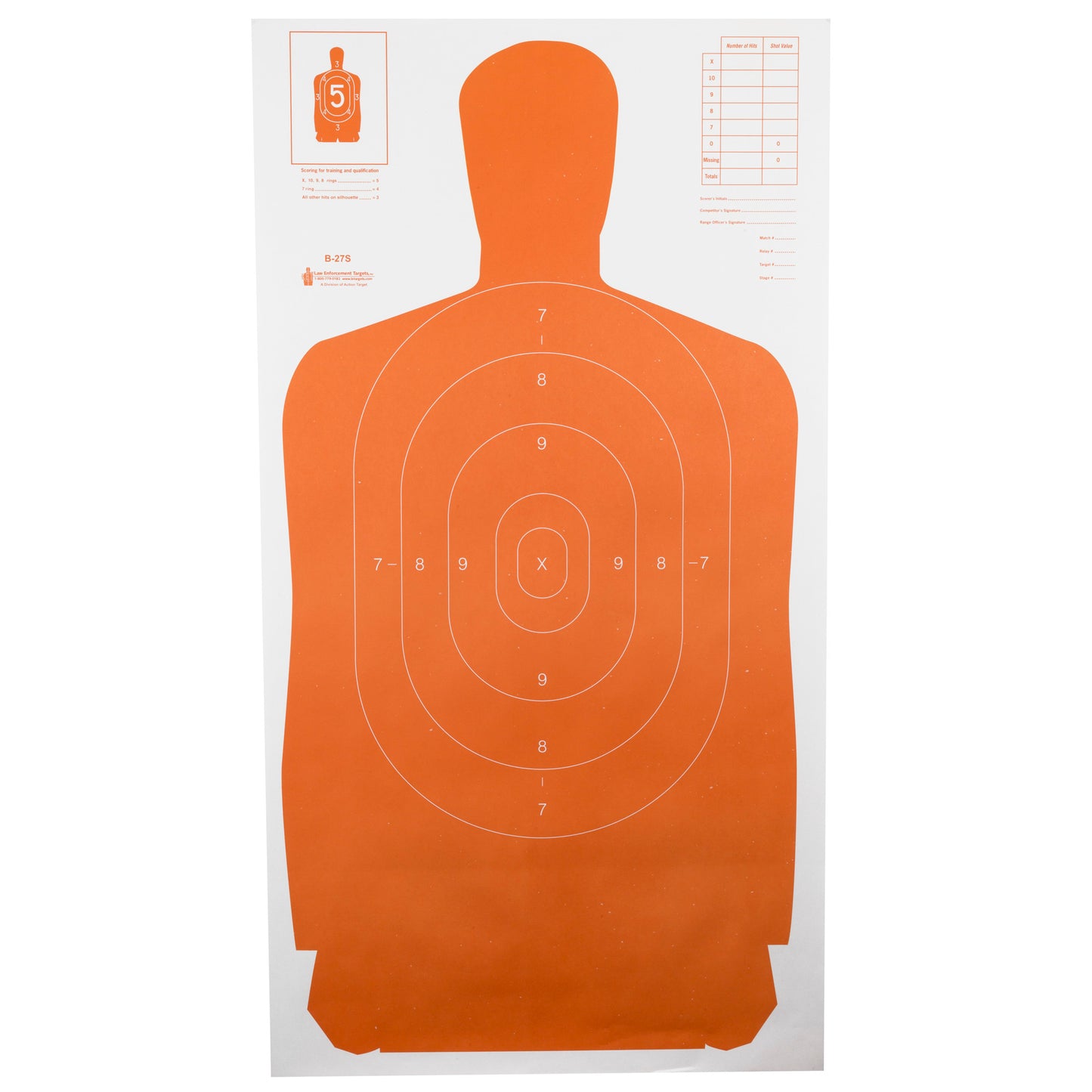 Action Target Standard Target Full Size Orange Silhouette 24" x 45" 100 Per Box