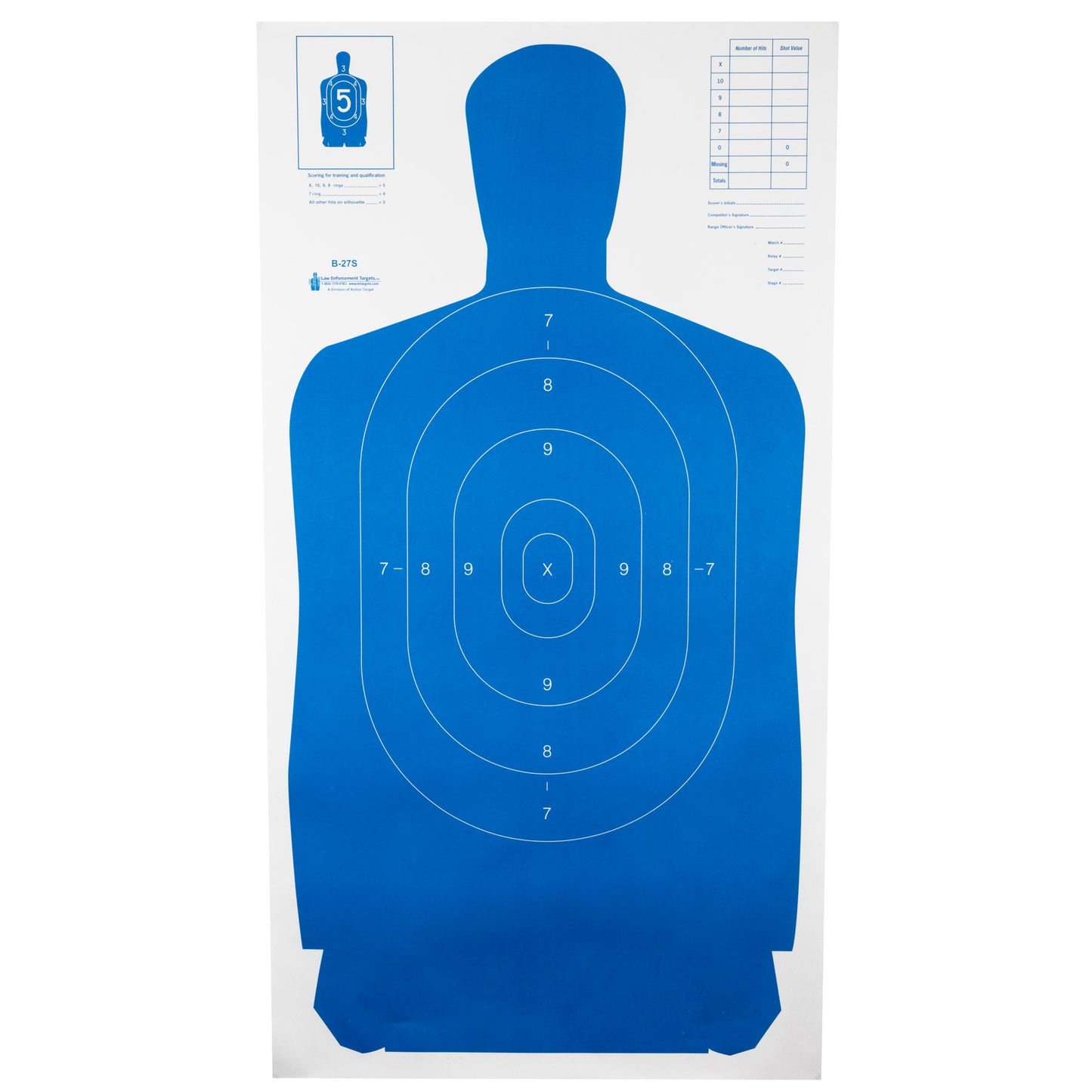 Action Target B-27S Standard Target Full Size Blue Silhouette 24" x 45" 100 Pack