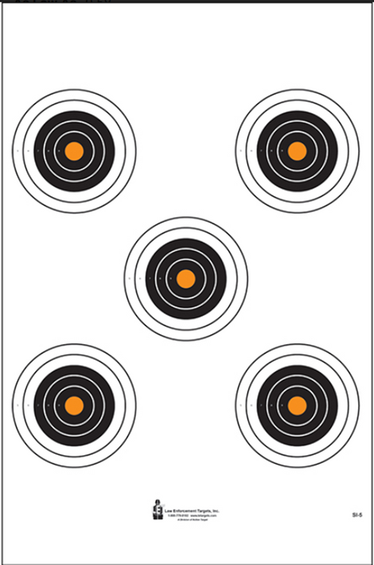 Action Target 5 Bull's-Eye Targets w/ Orange Centers 21" x 24" 100 Pack SI-5-100