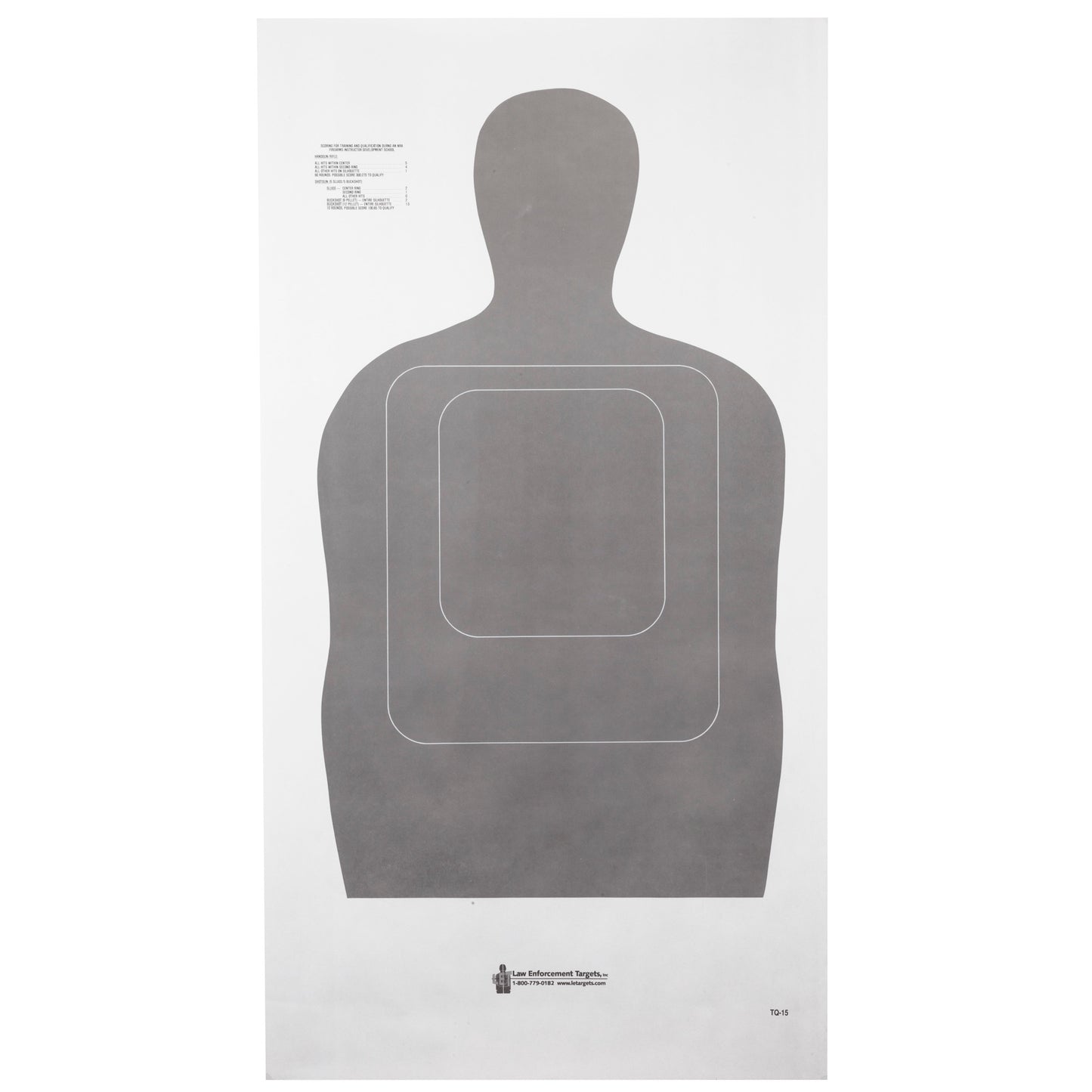 Action Target TQ-15 Standard Target 25-Yard Silhouette Gray 24" x 45" 100 Pack