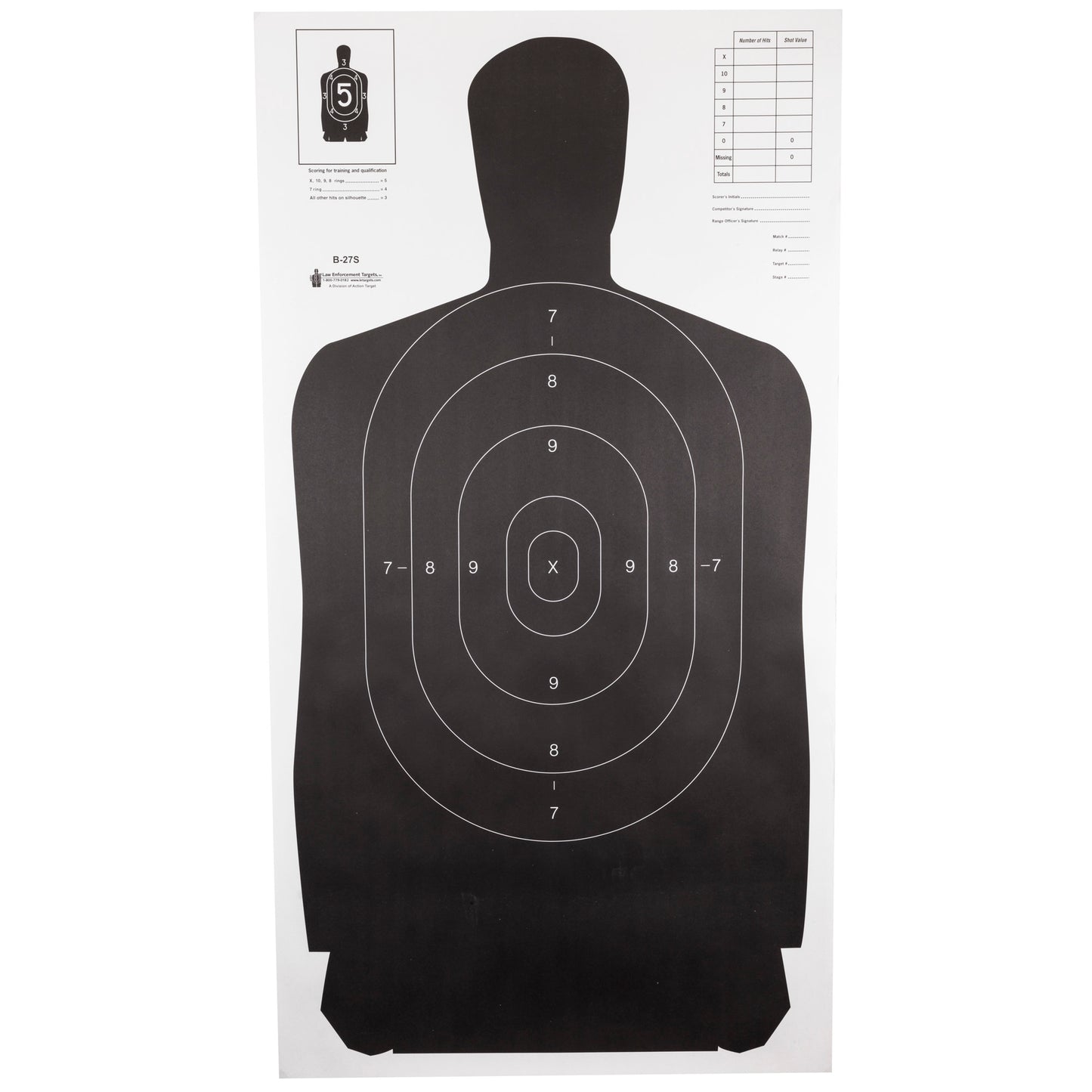 Action Target B-27S Standard Target Full Size Silhouette 24" x 45" 100 Pack