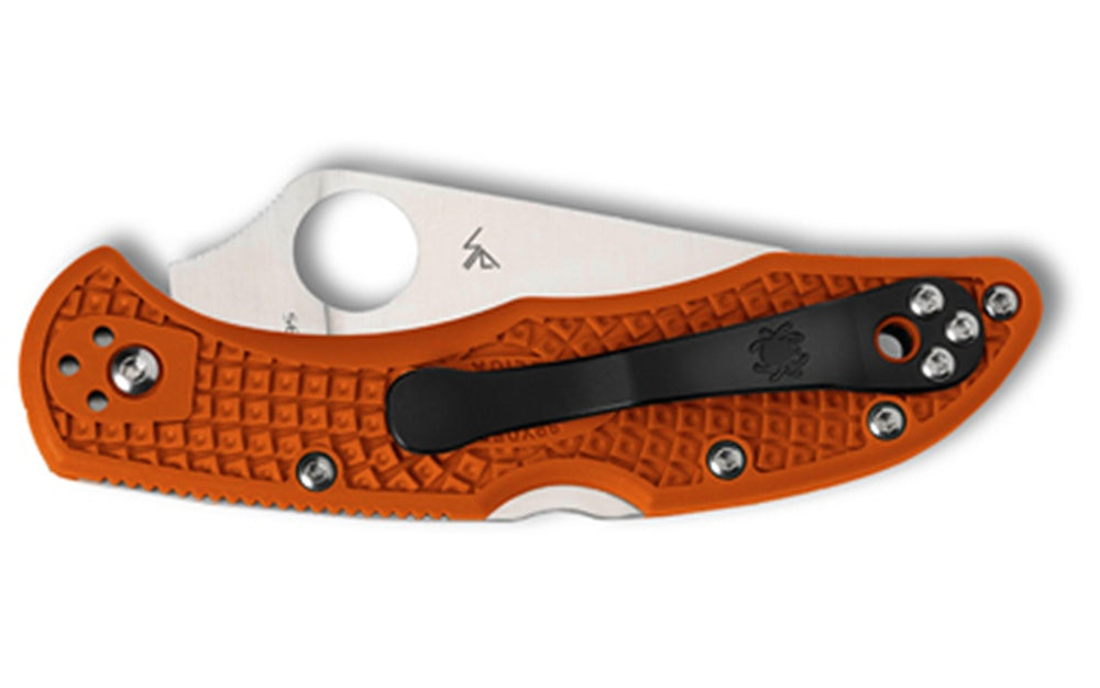 Spyderco Delica 4 Folding Knife VG-10 Blade Steel Plain Edge Orange FRN Handle C11FPOR