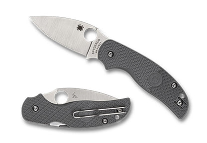 Spyderco, Sage 5 Lightweight, Folding Knife, Plain Edge, Gray FRN Handle, Satin Finish, Silver, 3" Blade Length, Maxamet Steel C123PGY