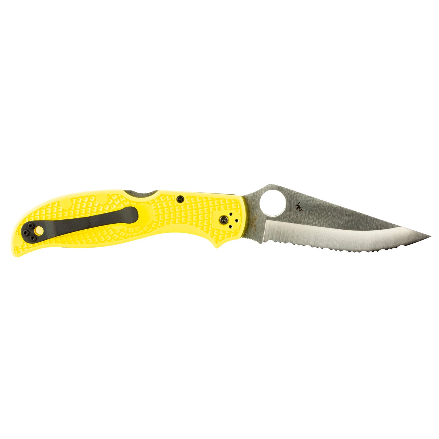 Spyderco, Stretch 2 Lightweight Salt, Folding Knife, SpyderEdge Serations, Yellow FRN Handle, Satin Finish, Silver, 3.95" Blade Length, H-2 Steel C258SYL