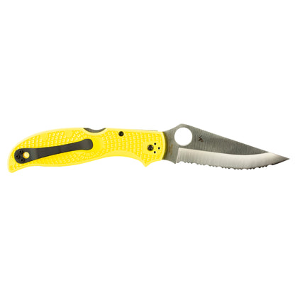 Spyderco, Stretch 2 Lightweight Salt, Folding Knife, SpyderEdge Serations, Yellow FRN Handle, Satin Finish, Silver, 3.95" Blade Length, H-2 Steel C258SYL