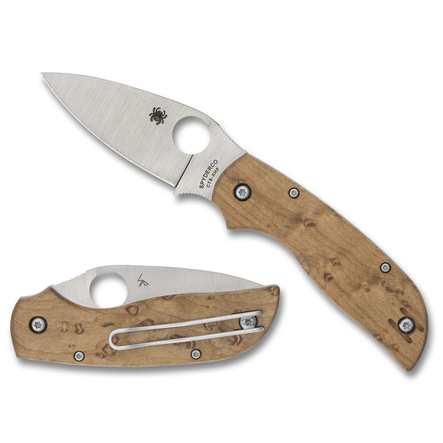 Spyderco, Chaparral SlipIt, Folding Knife, 2.77" Drop Point Blade, CTS XHP Blade Steel, 6.33" Overall Length, SlipIt Lock, Satin Finish, Silver Blade, Maple Handle C152NLWDP