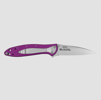 Kershaw Leek Assisted Knife 3" Bead Blast Plain Edge Purple Aluminum Handle