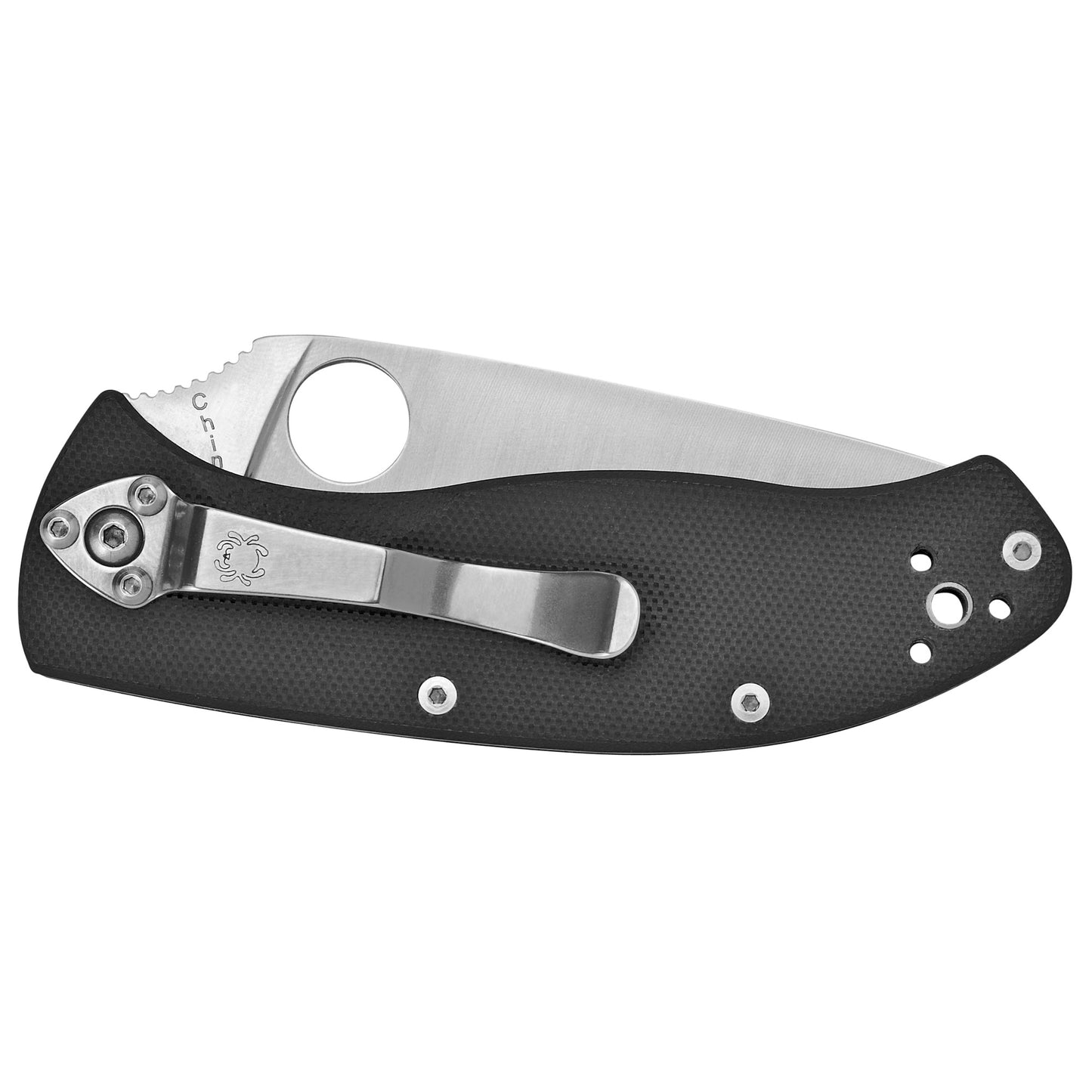 Spyderco, Tenacious, 3.39" Folding Knife, 8Cr13MoV/Satin, Plain, Circle Thumb Hole/Pocket Clip, Black G10 Handle C122GP