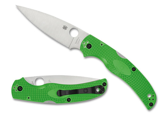 Spyderco, Native Chief Lightweight Salt, Folding Knife, Plain Edge, Green FRN Handle, Satin Finish, Silver, 4.02" Blade Length, LC200N Steel C244PGR