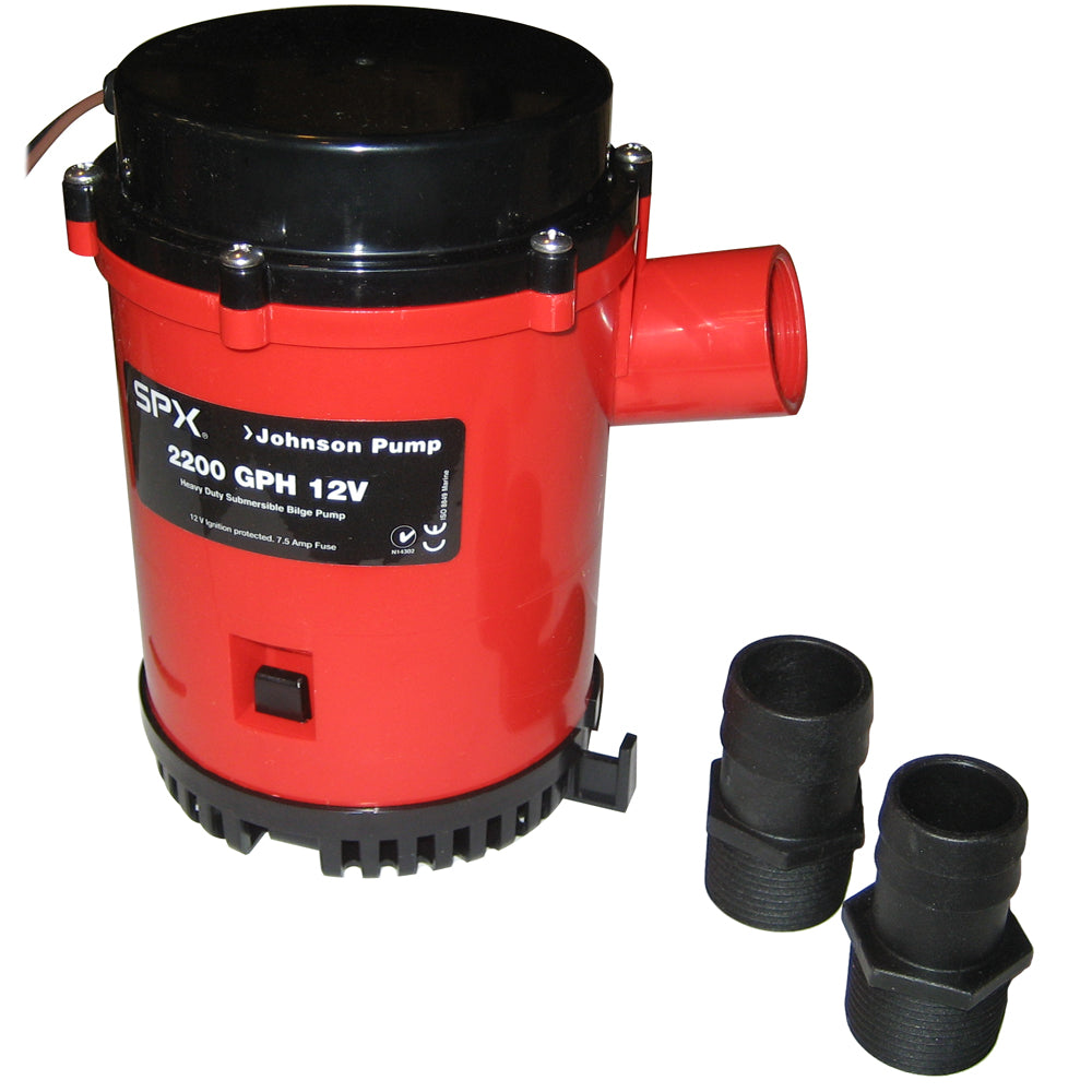 Johnson Pump 2200 GPH Bilge Pump 1-1/8" Hose 12V Threaded Port  22004