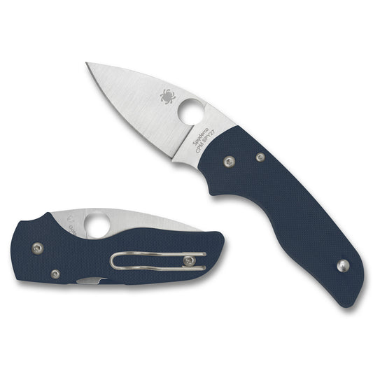 Spyderco, Lil Native, Folding Knife, 2.42" Drop Point Blade, CPM SPY27 Blade, 5.89" Overall Length, Compression Lock, Satin Finish, Silver Blade, Cobalt Blue G-10 Handle C230GPCBL