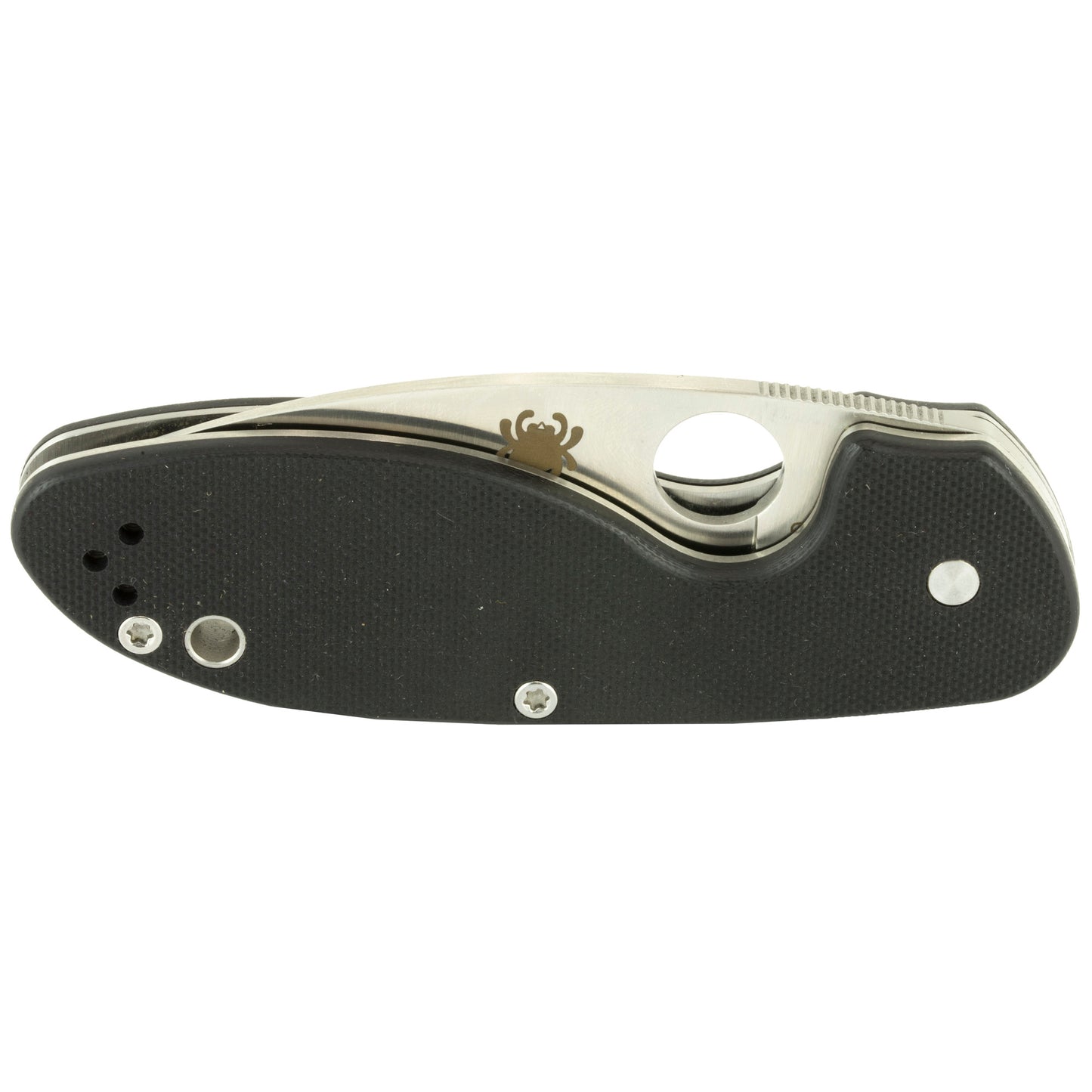 Spyderco, Efficient, 2.98" Folding Knife, 8Cr13MoV, Plain, Drop Point, Circle Thumb Hole/Pocket Clip, Black G10  C216GP