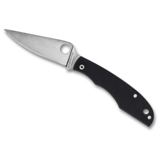 Spyderco, GRASSHOPPER, Folding Knife, 2.3" Drop Point Blade, 12C27 Blade Steel, 5.13" Overall Length, Slipjoint Lock, Satin Finish, Silver Blade, Black G-10 Handle C138GBKP