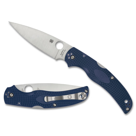 Spyderco, NATIVE CHIEF LIGHTWEIGHT, 4.02" Drop Point Blade, CPM-S110V Blade Steel, 9.05" Overall Length, Back Lock, Satin Finish, Silver, Blue FRN Handle  C244PDBL