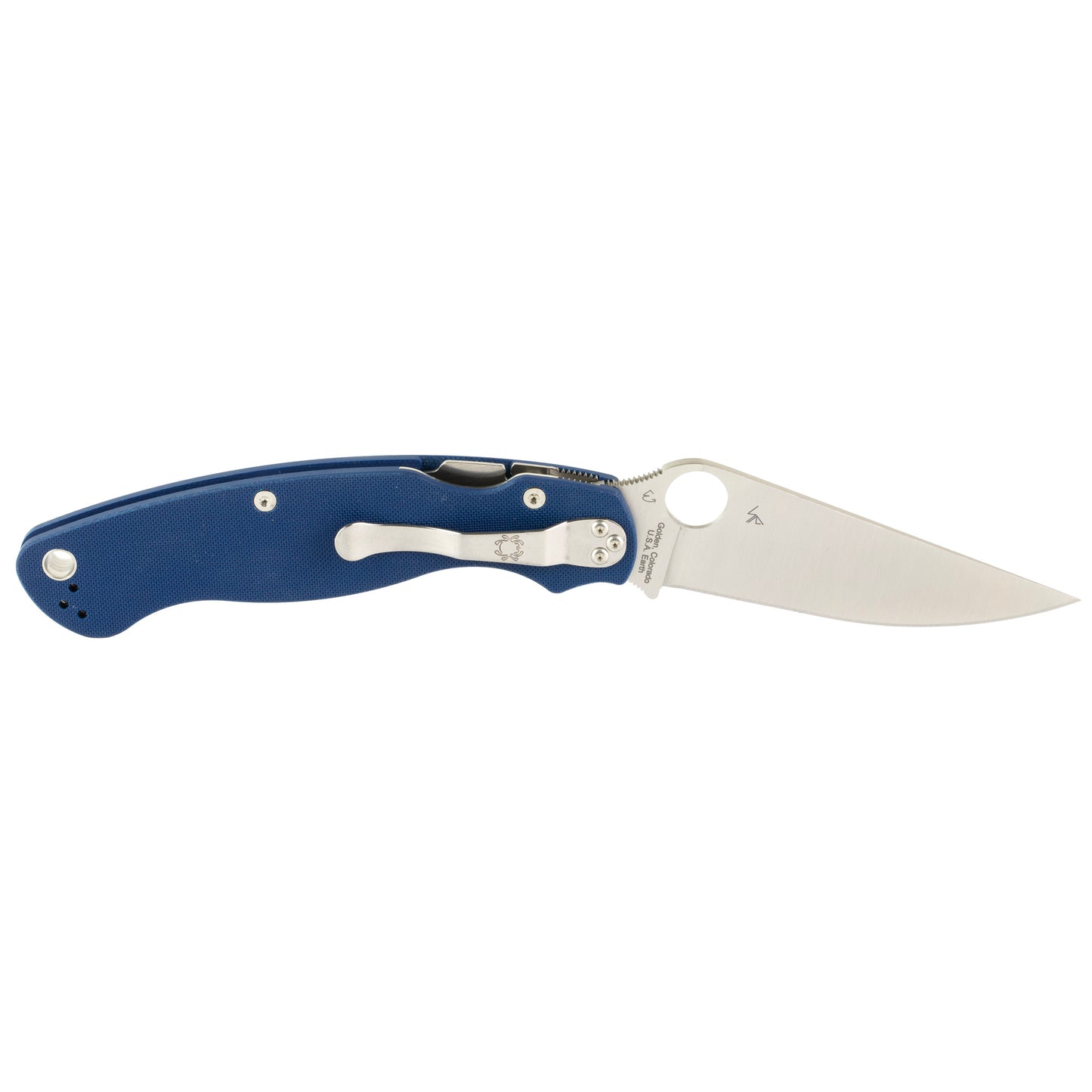 Spyderco, Military 2, Folding Knife, 4" Drop Point Blade, CPM SPY27 Blade, 9.51" Overall Length, Compression Lock, Satin Finish, Silver Blade, Cobalt Blue G-10 Handle C36GPCBL2