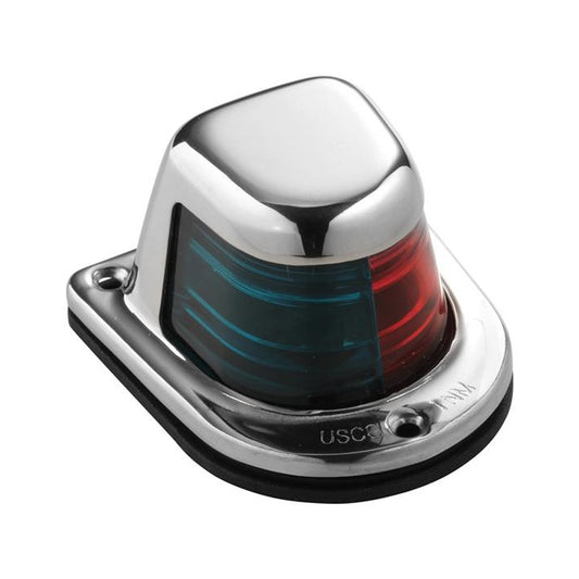 Attwood 1-Mile Deck Mount, Bi-Color Red/Green Combo Sidelight, Stainless 66318-7