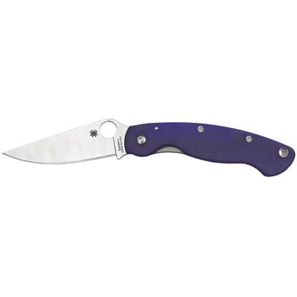 Spyderco Military Model 4" Folding Knife CPMS110V Plain Edge Blade Dark Blue G-10 Handle C36GPDBL