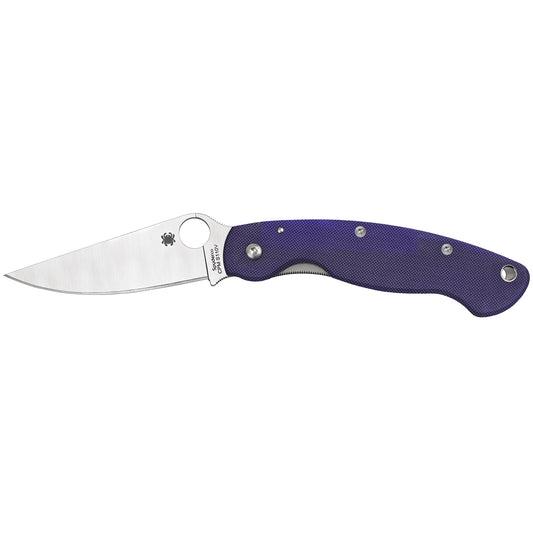 Spyderco Military Model 4" Folding Knife CPMS110V Plain Edge Blade Dark Blue G-10 Handle C36GPDBL