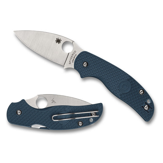 Spyderco, Sage 5 Lightweight, Folding Knife, 3" Drop Point Blade, CPM SPY27 Blade Steel, 7.13" Overall Length, Compression Lock, Satin Finish, Silver Blade, Cobalt Blue FRN Handle C123PCBL