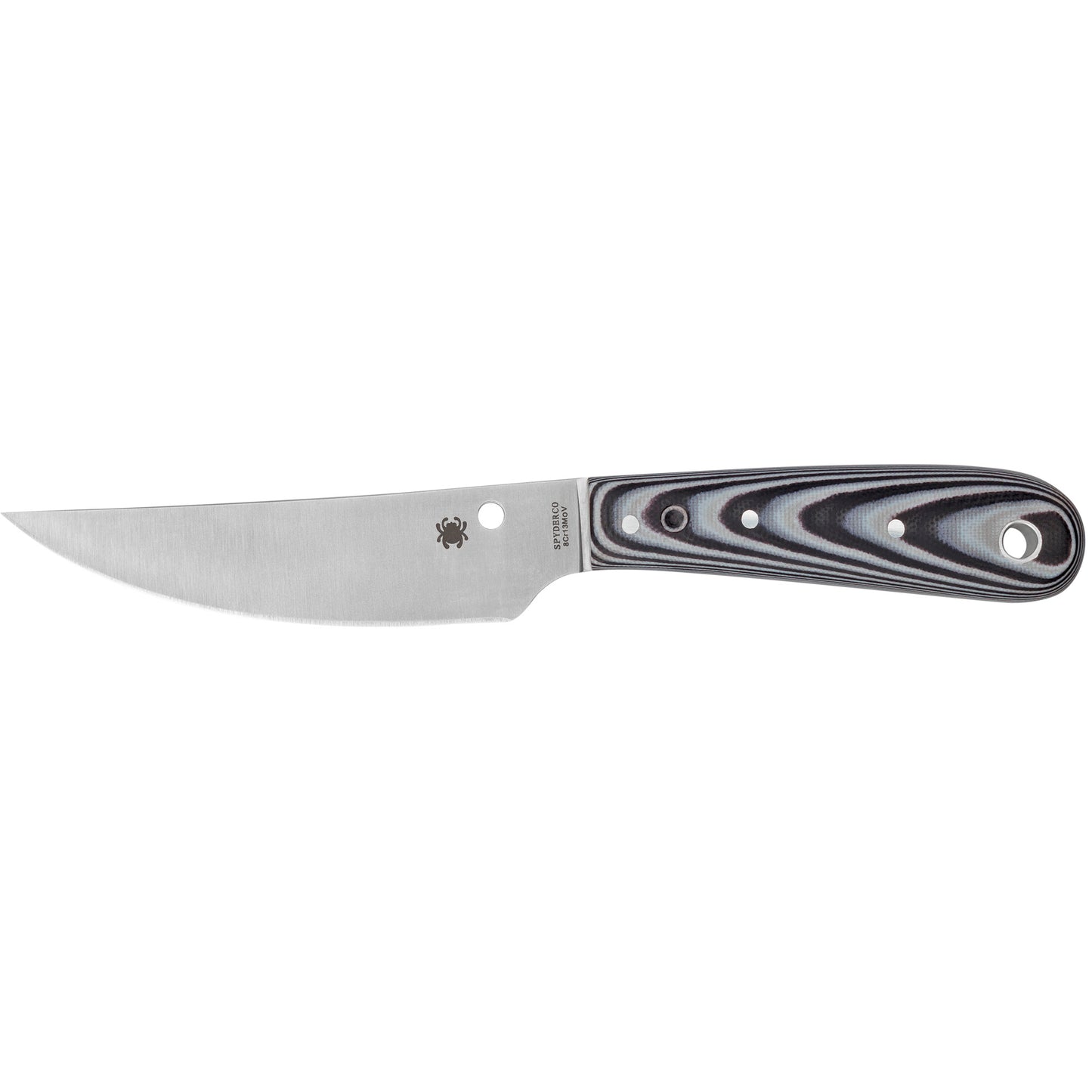 Spyderco, Bow River, 4.36" Fixed Blade Knife, Black/White G10, Includes Sheath FB46GP
