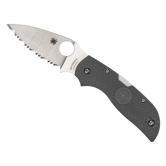 Spyderco, Chaparral, Folding Knife, SpyderEdge Serrated Blade, Gray FRN Handle, Satin Finish, Silver, 2.8" Blade Length, XHP Steel C152SGY