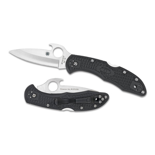 Spyderco Delica 4 Wave Folder Knife 2.906" Blade Plain Edge Black FRN Handle C11PGYW
