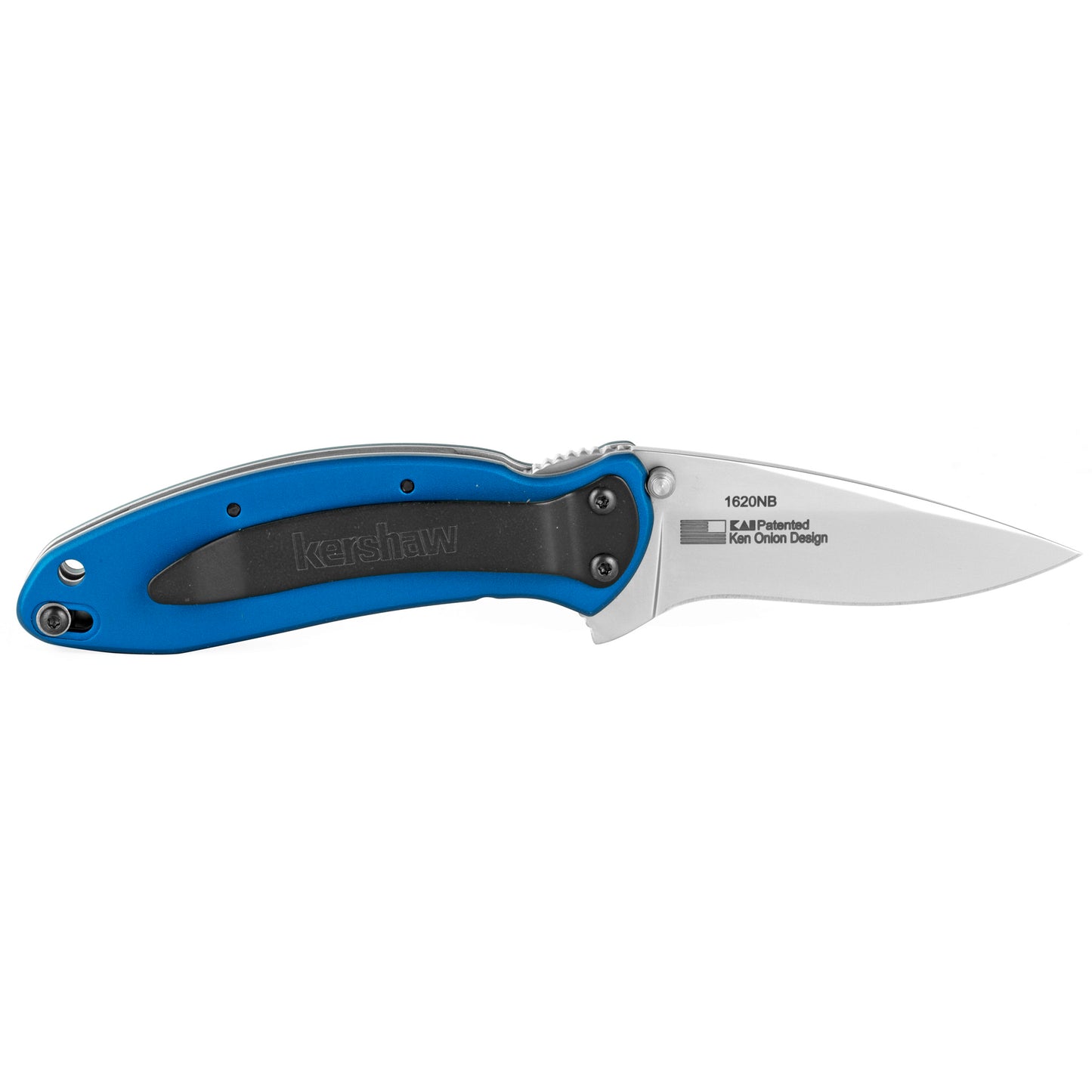Kershaw Scallion Folder Knife 2.5" BB Plain Edge Blue Aluminum Handle 1620NB