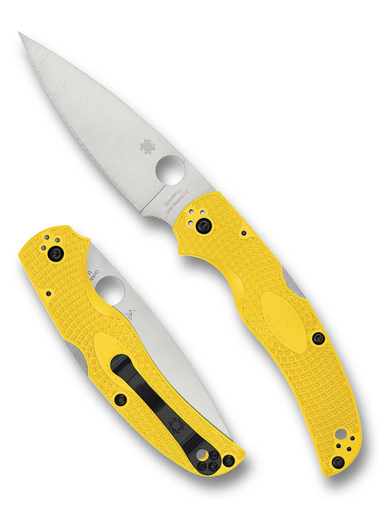 Spyderco, Native Chief Lightweight Salt, Folding Knife, Plain Edge, Yellow FRN Handle, Satin Finish, Silver, 4.02" Blade Length, CPM Magnacut Steel C244PYL