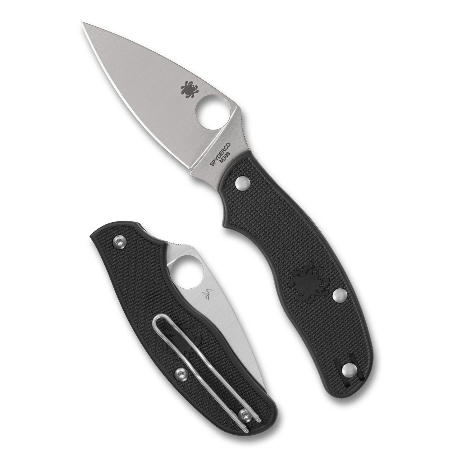 Spyderco, Metropolitan Lightweight, Folding Knife, 2.68" Drop Point Blade, 6.31" Overall Length, M398 Blade Steel, Plain Edge, Satin Finish, Silver, Black FRN Handle, Slipit Lock C213PBK