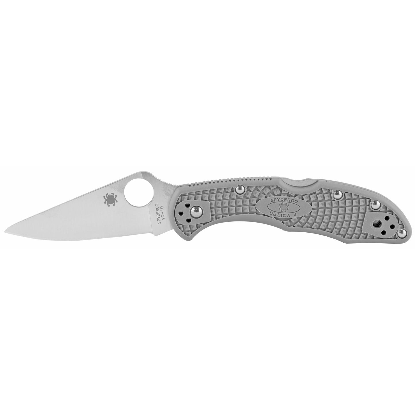 Spyderco Delica 4 Folder Knife 2.88 in Plain Edge, Gray FRN Handle C11FPGY