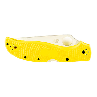 Spyderco, Stretch 2 Lightweight Salt, Folding Knife, SpyderEdge Serations, Yellow FRN Handle, Satin Finish, Silver, 3.95" Blade Length, H-2 Steel C258SYL